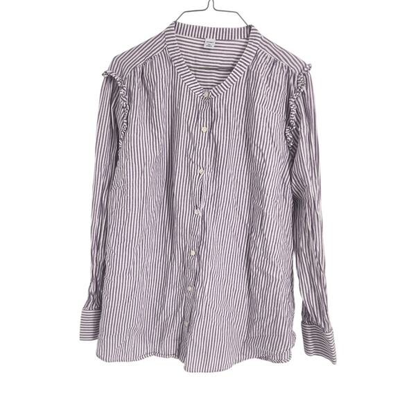 Old Navy Purple Striped Long Sleeve Button Down Cotton Top Womens Size XXL - Picture 1 of 4